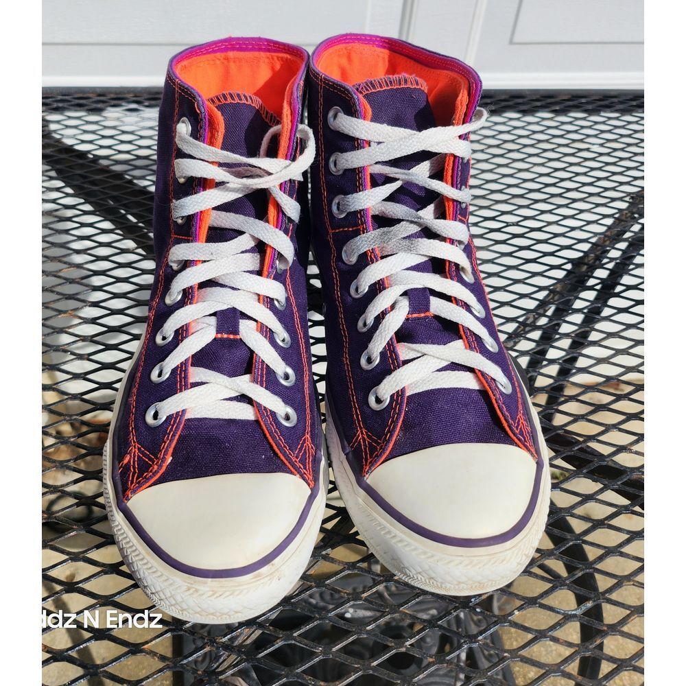 Converse Chuck Taylor All Star High Top Purple Orange Canvas Sneakers Women US11 - Picture 4 of 15